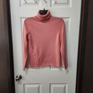 100% Cashmere Coral Pink/Salmon Turtleneck Sweater By Charter Club. Sz S